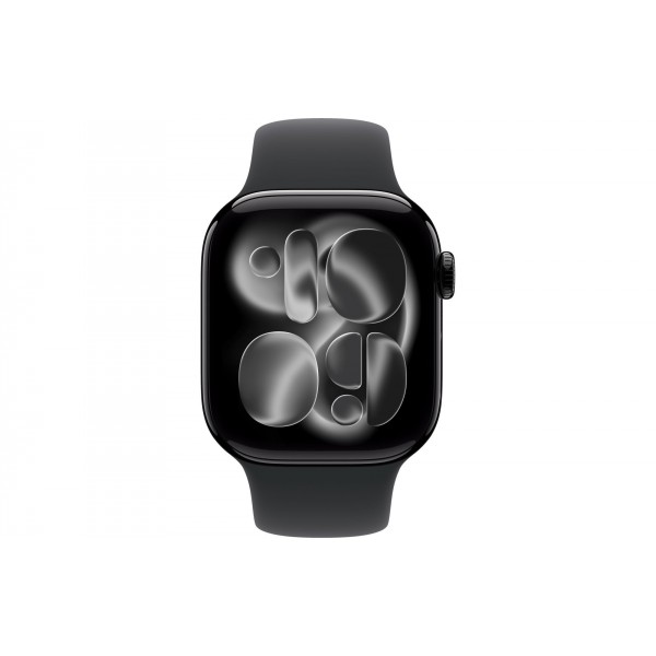 Apple Watch S11 GPS + Cellular 42mm Jet Black Aluminum Case with Black Sport Band S/M