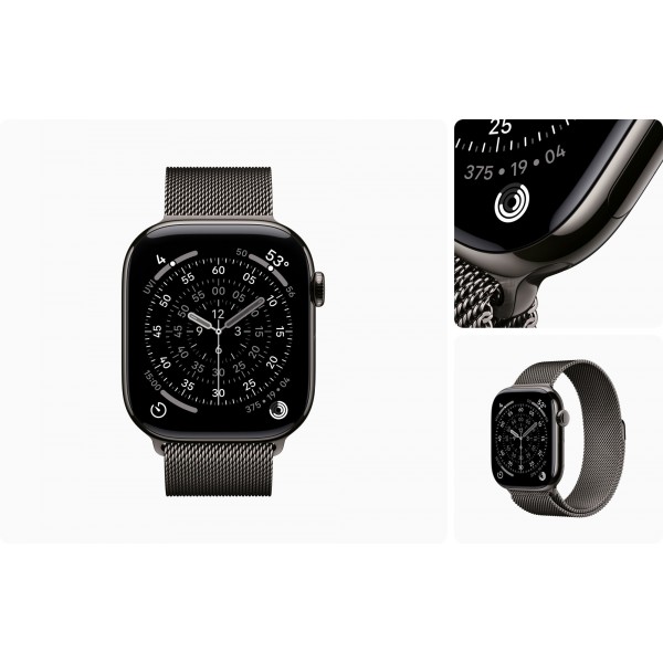 Apple Watch S11 46mm GPS + Cellular, 46mm Slate Titanium Case with Slate Milanese Loop S/M