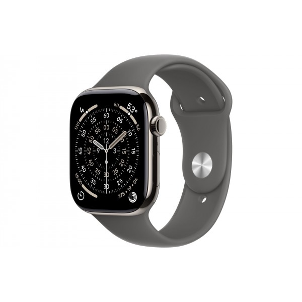 Apple Watch S11 42mm GPS + Cellular, Natural Titanium Case with Stone Gray Sport Band M/L
