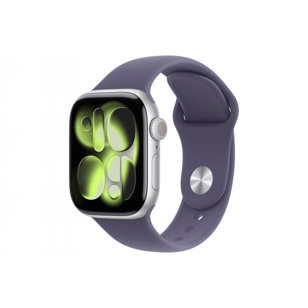 Apple Watch S11 42mm GPS + Cellular Silver Aluminum Case with Purple Fog Sport Band S/M