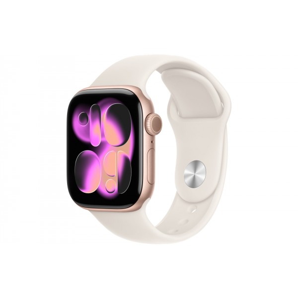 Apple Watch S11 42mm Rose Gold Aluminum Case with Starlight Sport Band S/M