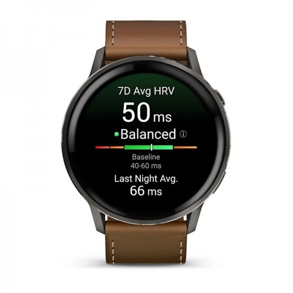 Умные часы Garmin Venu 4 45mm Slate Black Leather Brown 010-03014-03