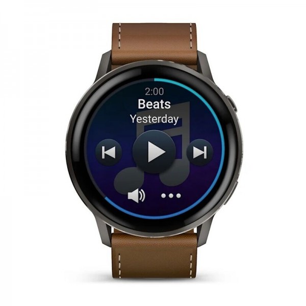 Умные часы Garmin Venu 4 45mm Slate Black Leather Brown 010-03014-03