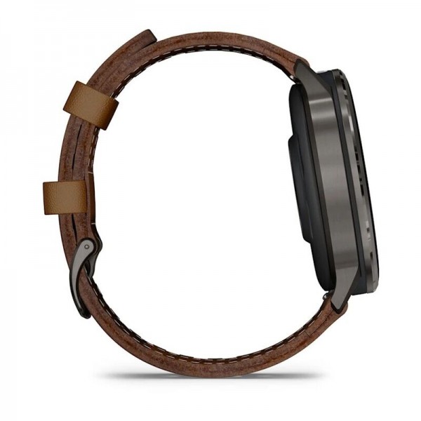 Умные часы Garmin Venu 4 45mm Slate Black Leather Brown 010-03014-03