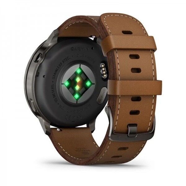 Умные часы Garmin Venu 4 45mm Slate Black Leather Brown 010-03014-03