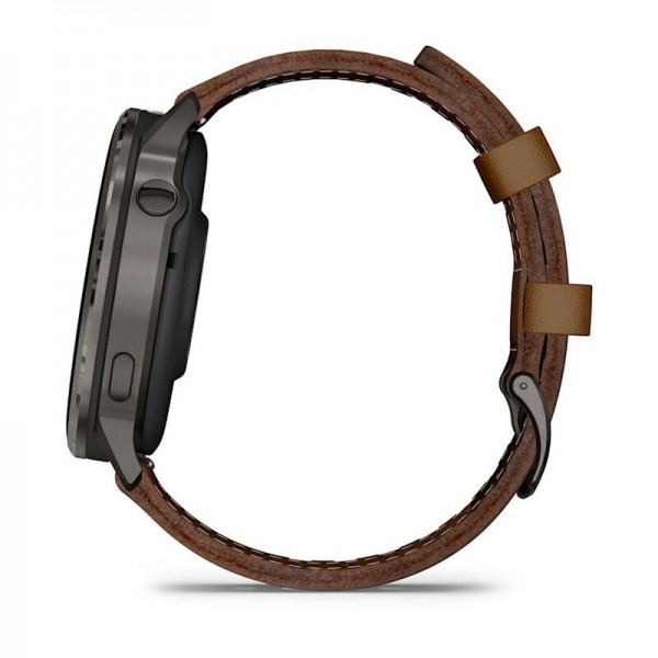 Умные часы Garmin Venu 4 45mm Slate Black Leather Brown 010-03014-03