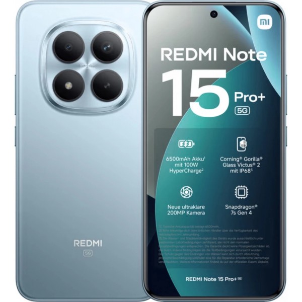 Смартфон Xiaomi Redmi Note 15 Pro Plus 12/512 ГБ, 5G, NFC, Dual nano SIM, синий