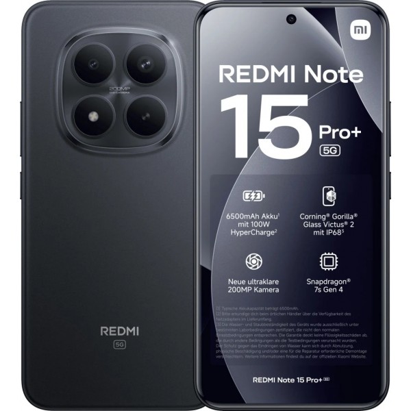 Смартфон Xiaomi Redmi Note 15 Pro Plus 12/512 ГБ, 5G, NFC, Dual nano SIM, черный