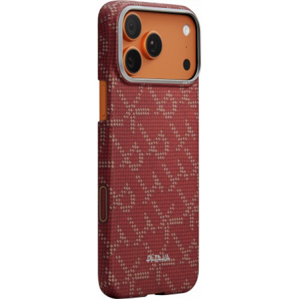 Чехол PITAKA Monogram Ultra-Slim для iPhone 17 Pro Max, красно-золотой, KI1702PTKP