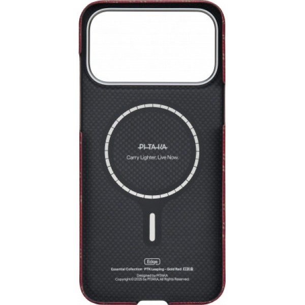 Чехол PITAKA Ultra-Slim для iPhone 17 Pro, красно-золотой, KI1702PTK