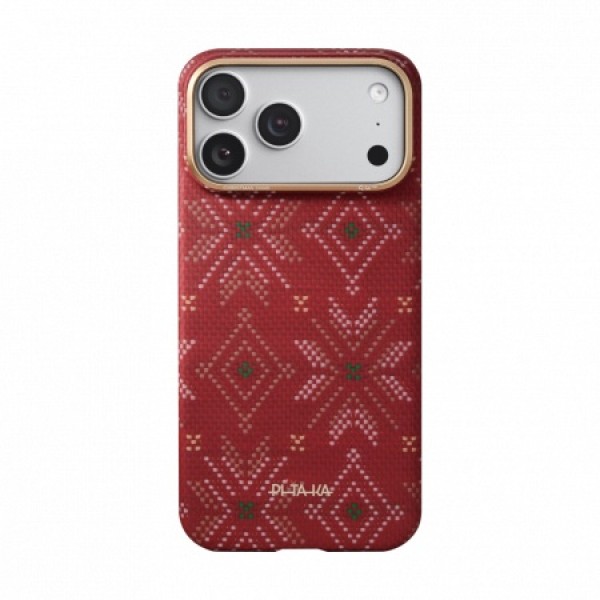 Чехол PITAKA Threads of Winter Ultra-Slim для iPhone 17 Pro, красный, CP1702BP