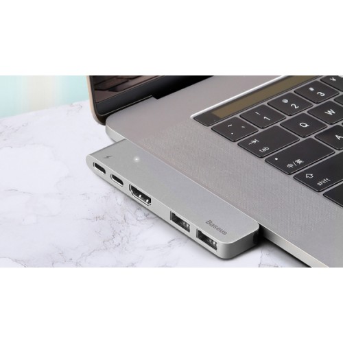 USB-концентратор Baseus Thunderbolt C+ (CAHUB-B0G), разъемов: 5, серый