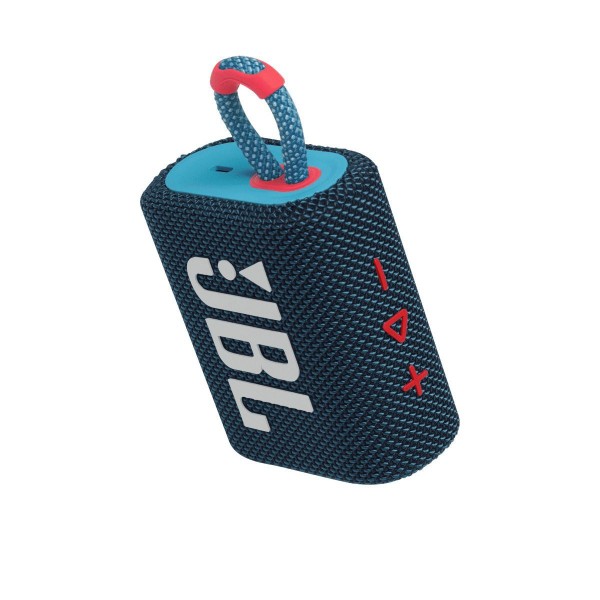 Портативная акустика JBL GO 3: мощный звук в стильном синем и розовом дизайне