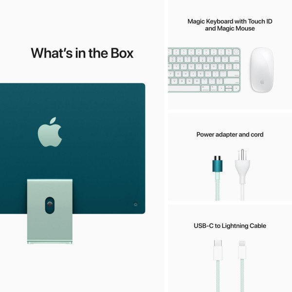 Apple iMac 24" Retina 4,5K, M1 (7-core GPU), 16 ГБ, 256 ГБ (Z14L000EN) Зеленый