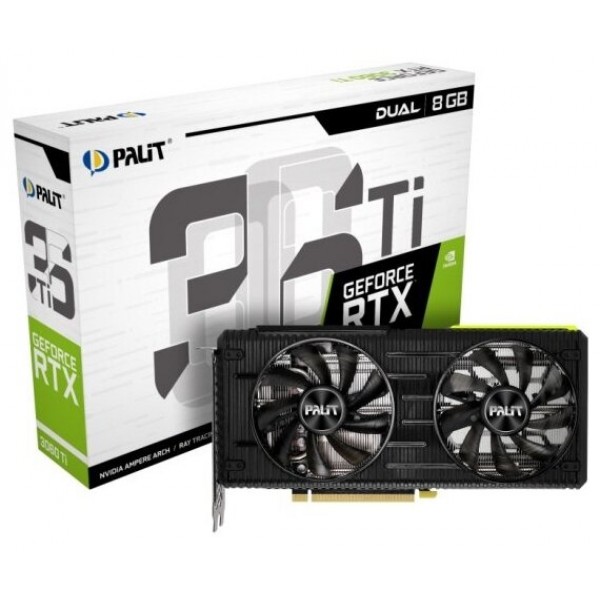 Видеокарта Palit NVIDIA GeForce RTX 3060Ti, PA-RTX3060Ti DUAL 8G V1 LHR, 8ГБ, GDDR6, LHR, Ret [NE6306T019P2-190AD]