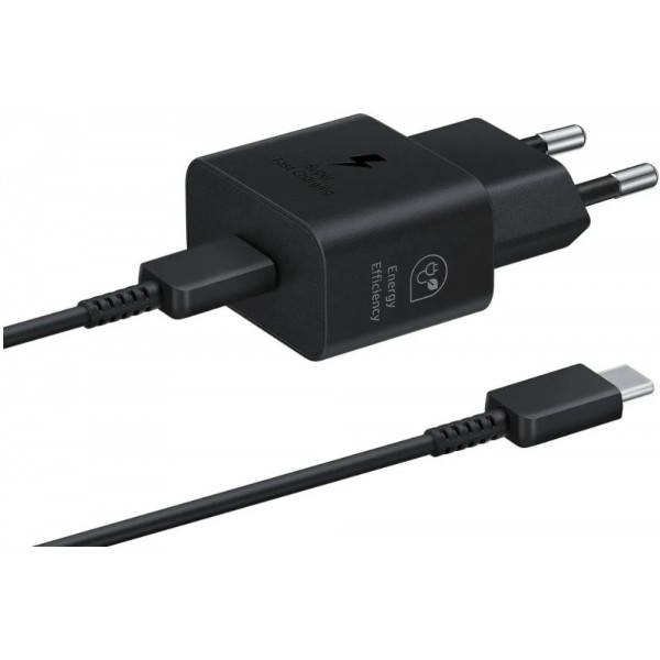 Сетевое зарядное устройство Samsung EP-T2510 с кабелем USB-C 25Вт 3A черного цвета