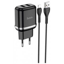 Сетевое зарядное устройство Hoco N4 Aspiring + кабель Lightning, черный