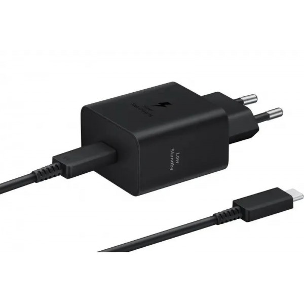 Сетевое зарядное устройство Samsung EP-T4511, c кабелем, USB-C, 45Вт, 3A, черный