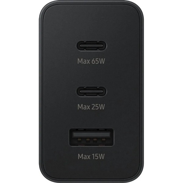 Сетевое зарядное устройство Samsung EP-T6530, USB-A, 2xUSB-C, 65Вт, 3A, черный