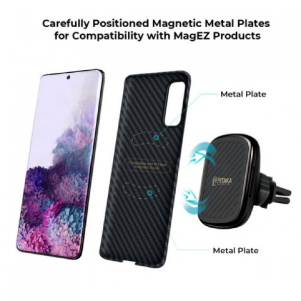 Кевларовый Чехол Pitaka Для Samsung S20 Plus Чёрно-серый