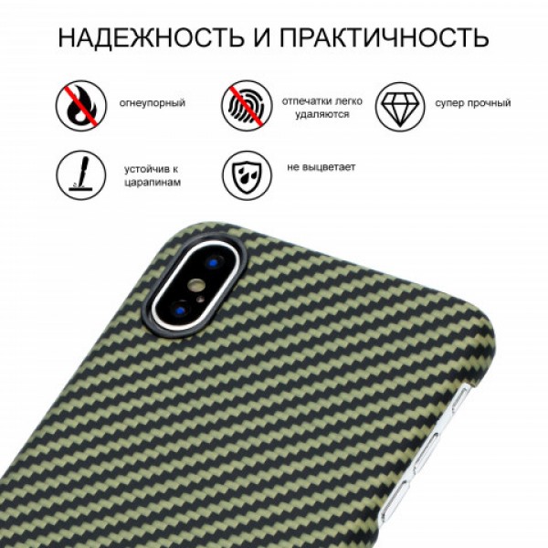 Кевларовый Чехол Pitaka Для Apple IPhone Xs Черно-зеленый