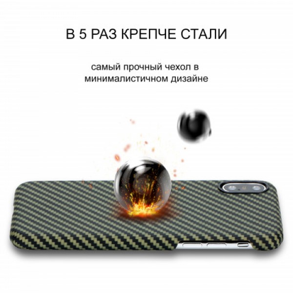 Кевларовый Чехол Pitaka Для Apple IPhone Xs Черно-зеленый