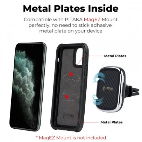 Противоударный Кевларовый Чехол Pitaka Для Apple IPhone 11 Pro Черно-серый