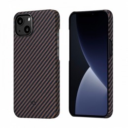 Чехол Pitaka MagEZ Case 2 для iPhone 13 6.1", черно-коричневый, кевлар (арамид)
