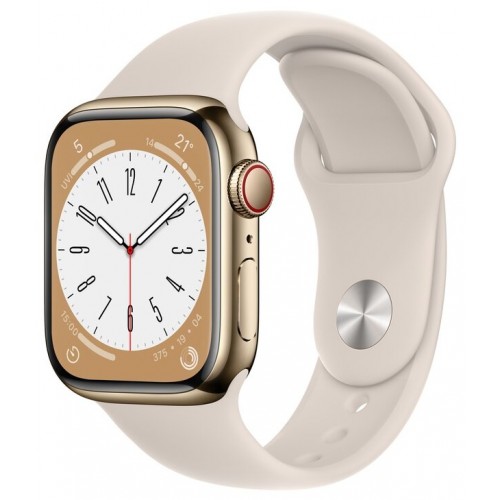 Умные часы Apple Watch Series 8 41 мм Steel Case, gold with Sport Band Starlight