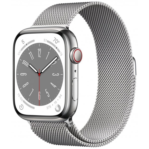 Умные часы Apple Watch Series 8 45 мм Steel Case, silver milanese