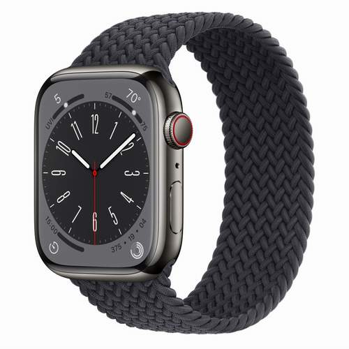 Умные часы Apple Watch Series 8 45 мм Black Steel Case, midnight braided solo loop size 5