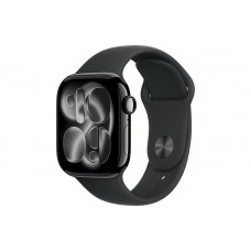 Apple Watch S11 42mm Jet Black Aluminum Case with Black Sport Band S/M